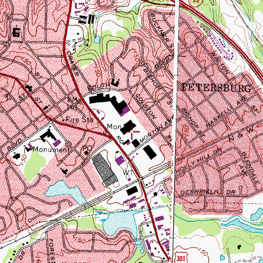 Topographic Map of Grays Shopping Center, VA