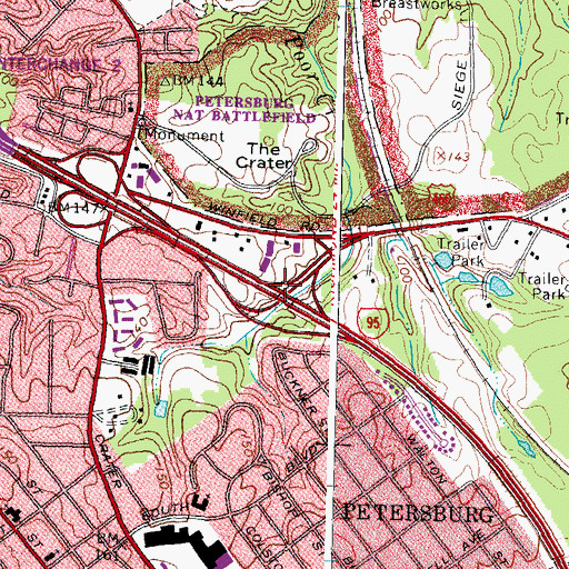 Topographic Map of Interchange 49, VA
