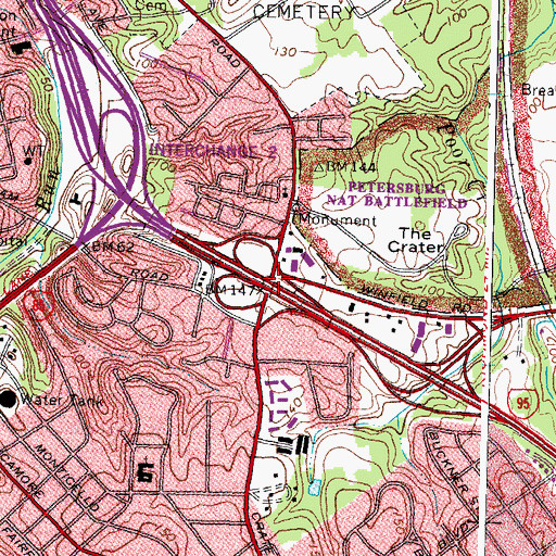 Topographic Map of Interchange 50, VA