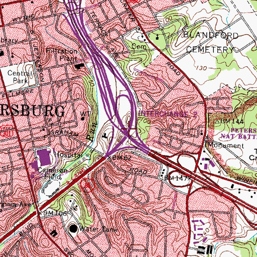 Topographic Map of Interchange 51, VA