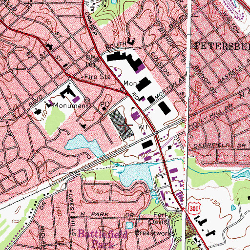 Topographic Map of Walnut Centre Shopping Center, VA