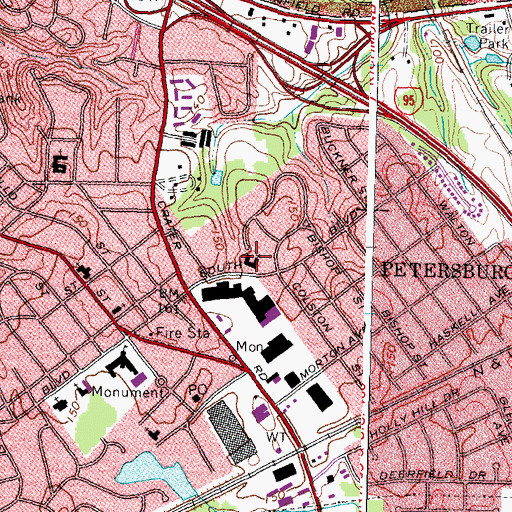 Topographic Map of Walnut Hill Baptist Church, VA