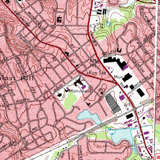 Topographic Map of Walnut Hill Elementary School, VA