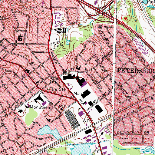 Topographic Map of Walnut Hill Plaza Shopping Center, VA