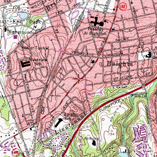 Topographic Map of A P Hill Branch Petersburg Public Library, VA