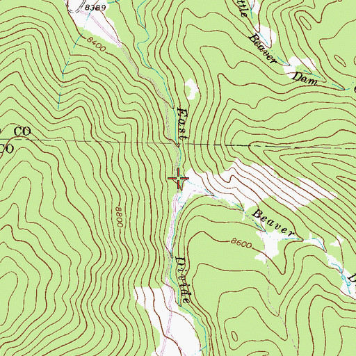 Topographic Map of Beaver Dam Creek, CO