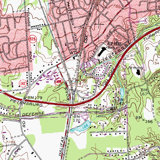 Topographic Map of Butterworth Bridge (historical), VA
