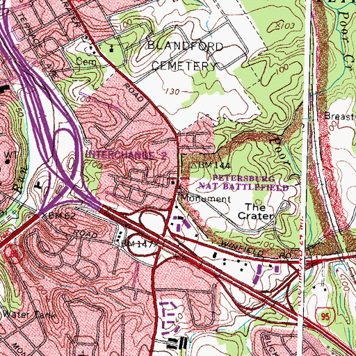 Topographic Map of Crater View Baptist Church, VA