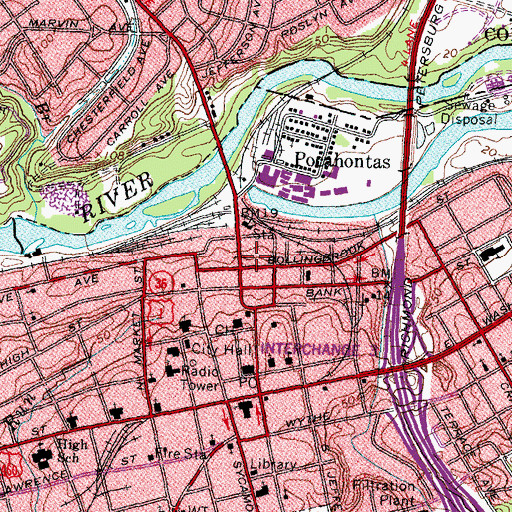 Topographic Map of Farmer Bank Museum, VA