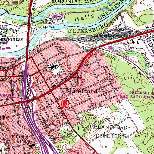 Topographic Map of First Ebenezer Baptist Church, VA