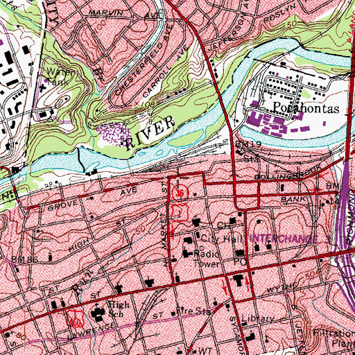 Topographic Map of Golden Ball Tavern, VA