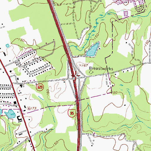 Topographic Map of Interchange 47, VA