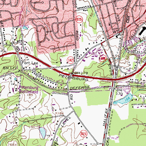 Topographic Map of Interchange 65, VA