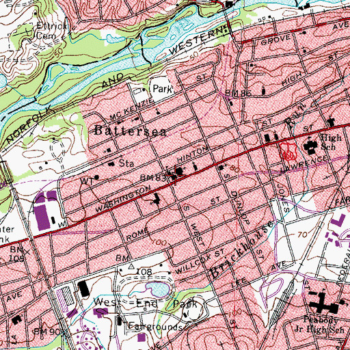 Topographic Map of Jackson Elementary School, VA