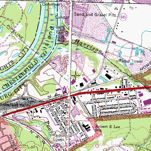 Topographic Map of Martz Industrial Park, VA