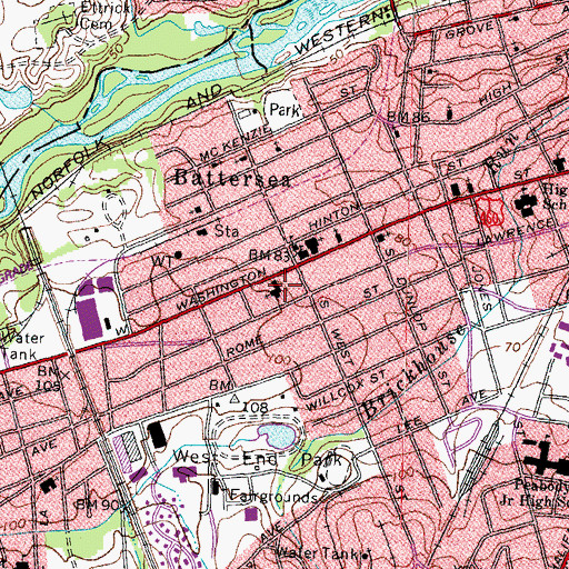 Topographic Map of Memorial United Methodist Church, VA