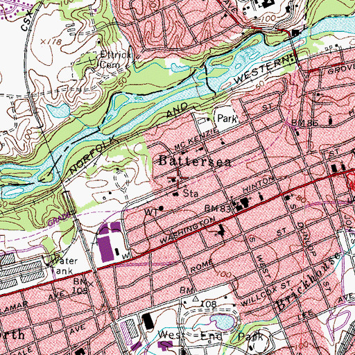 Topographic Map of Morning Star Baptist Church, VA