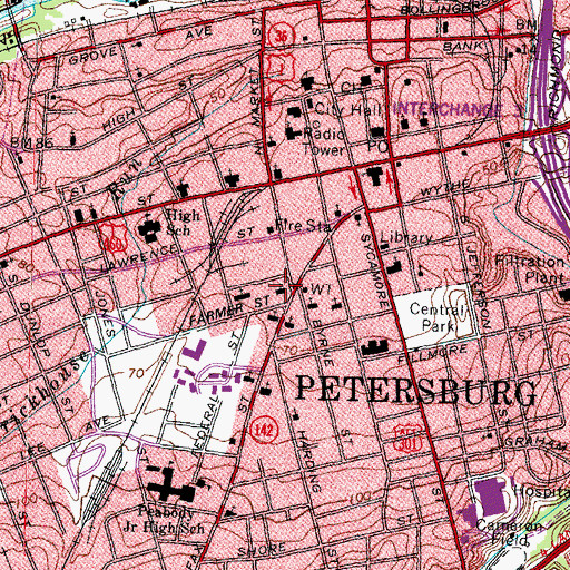Topographic Map of Mount Olivet Baptist Church, VA