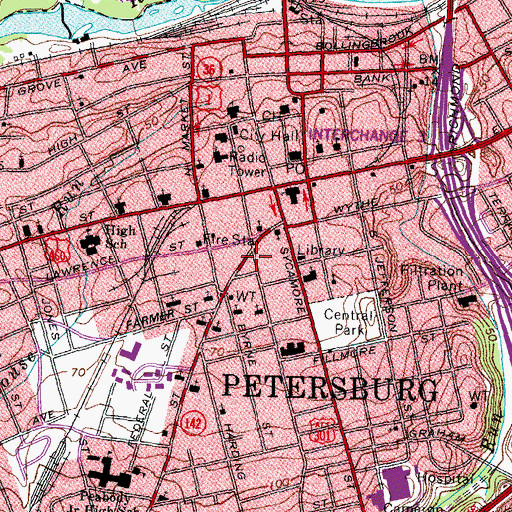 Topographic Map of Municipal Market, VA