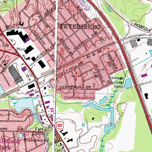 Topographic Map of Oakhurst, VA