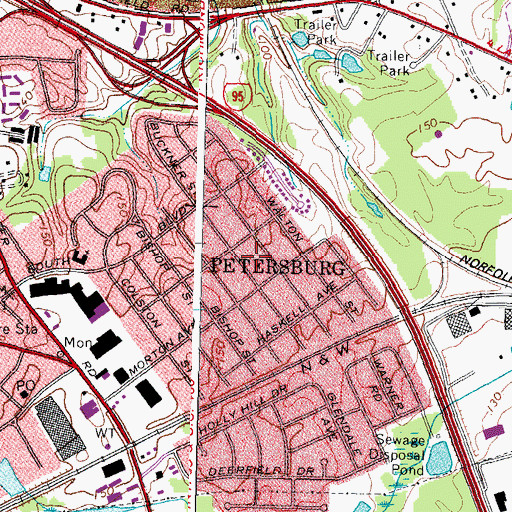 Topographic Map of Pine Gardens, VA
