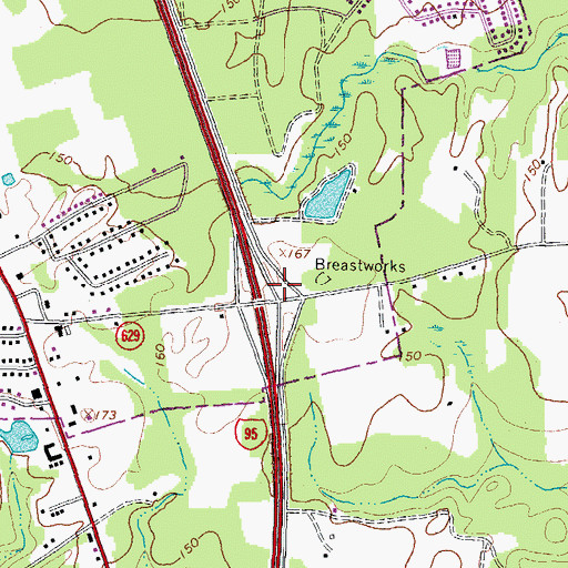 Topographic Map of Rives School (historical), VA
