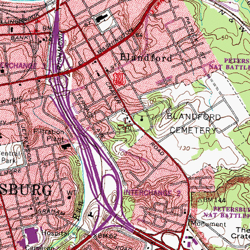 Topographic Map of Saint Josephs Cemetery, VA