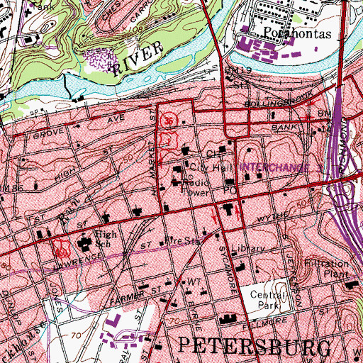 Topographic Map of Saint Pauls Episcopal Church, VA