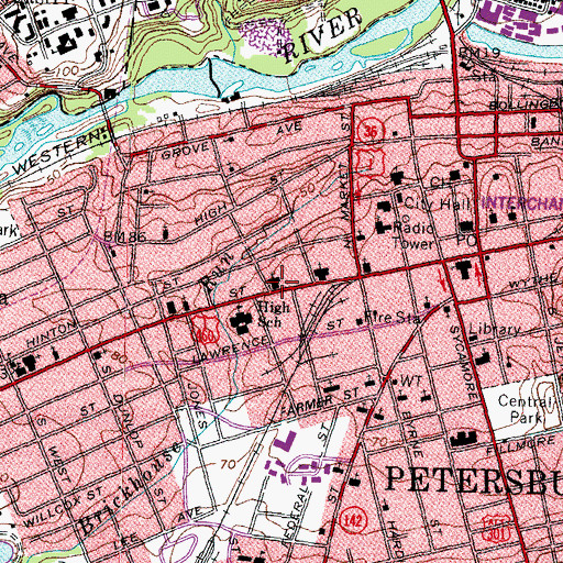 Topographic Map of Second Presbyterian Church, VA