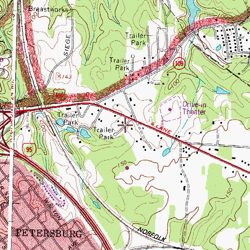 Topographic Map of Spring Garden Mobile Home Park, VA