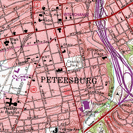 Topographic Map of The Lawn, VA