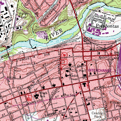 Topographic Map of Trapezium Place, VA