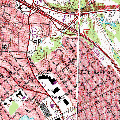 Topographic Map of Westchester, VA