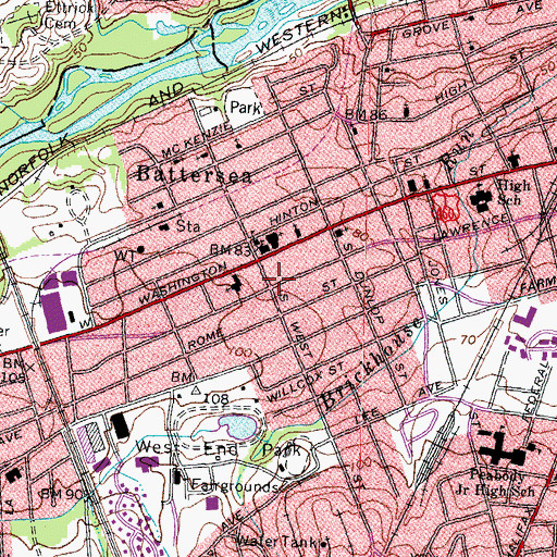 Topographic Map of Western Station Petersburg Post Office, VA