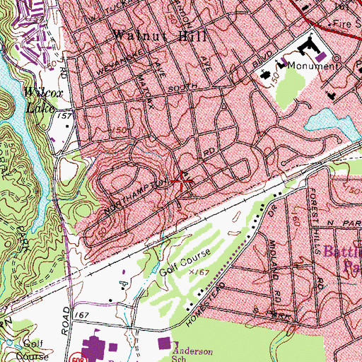 Topographic Map of Westover Park, VA