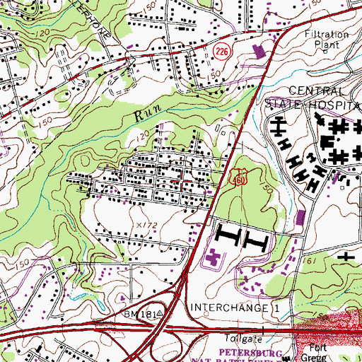 Topographic Map of First Baptist Church, VA