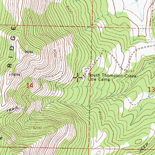 Topographic Map of South Thompson Creek Cow Camp, CO