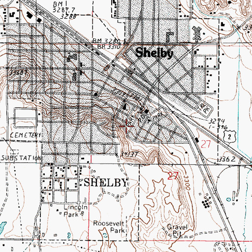 Topographic Map of Andy Anderson Park, MT