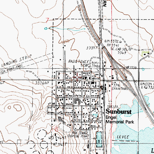 Topographic Map of North Toole County Library, MT
