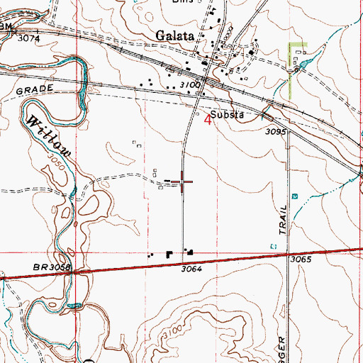 Topographic Map of Galata Motel and RV Campground, MT