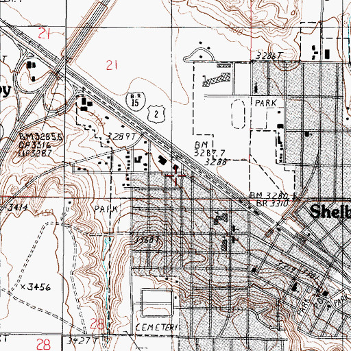 Topographic Map of Glacier RV Park, MT