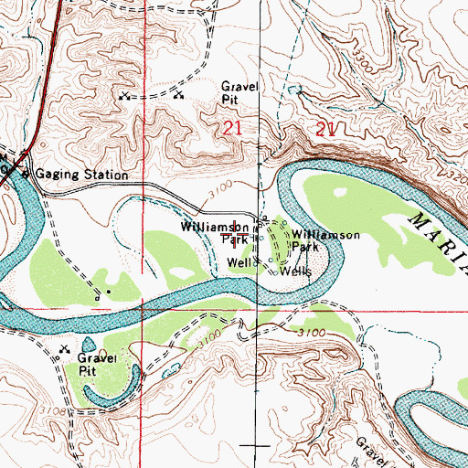 Topographic Map of Williamson Park Campground, MT