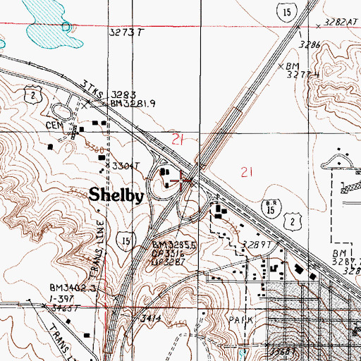 Topographic Map of Interchange 363, MT