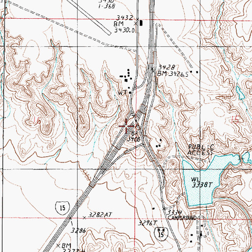 Topographic Map of Interchange 364, MT