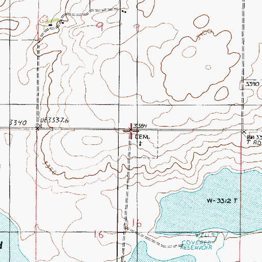 Topographic Map of Sunburst Cemetery, MT