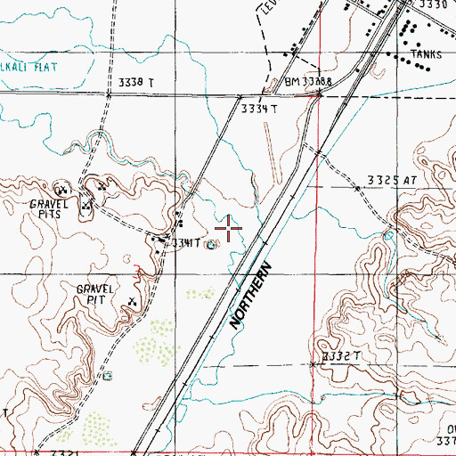 Topographic Map of Alkali Flat Coulee, MT