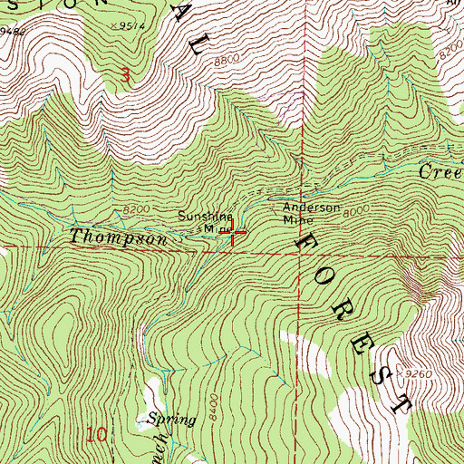 Topographic Map of Sunshine Mine, CO