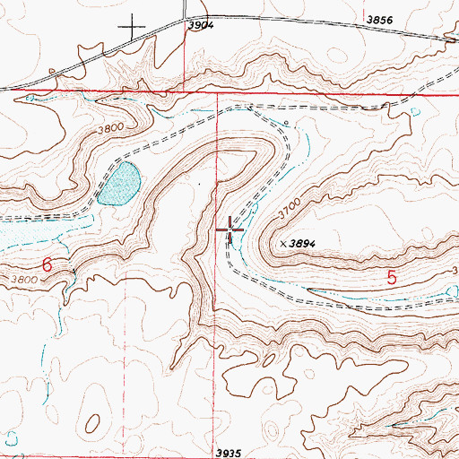 Topographic Map of Hemmings Lake, MT