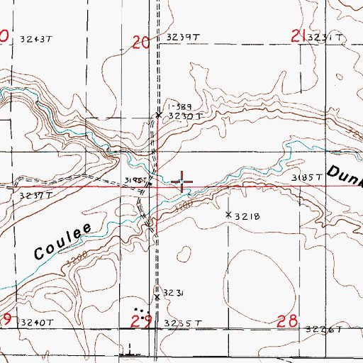 Topographic Map of North Fork Dunkirk Coulee, MT