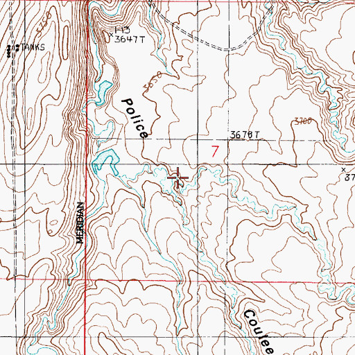 Topographic Map of O'Laughlin Coulee, MT